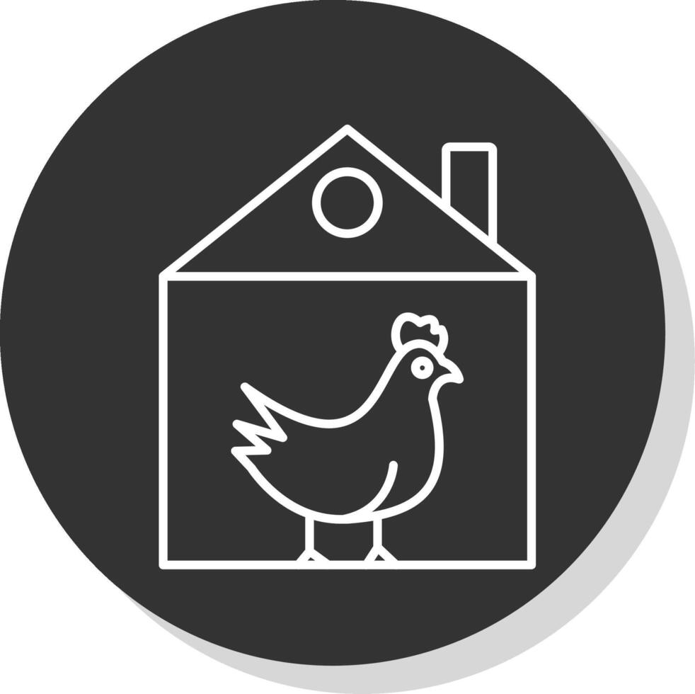 Chicken Line Grey Circle Icon vector