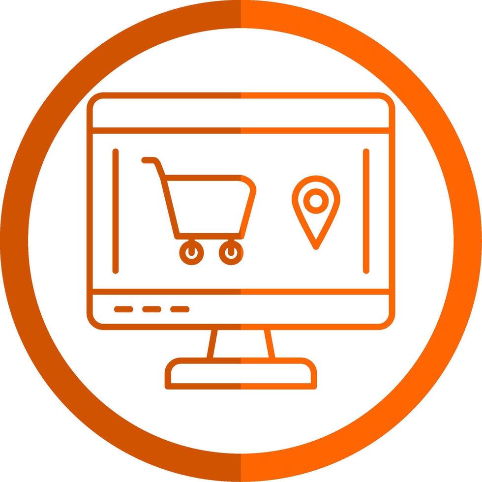 Online Order Line Orange Circle Icon vector