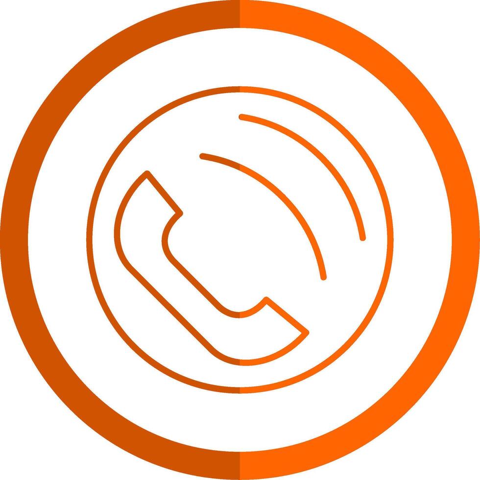 Phone Call Line Orange Circle Icon vector