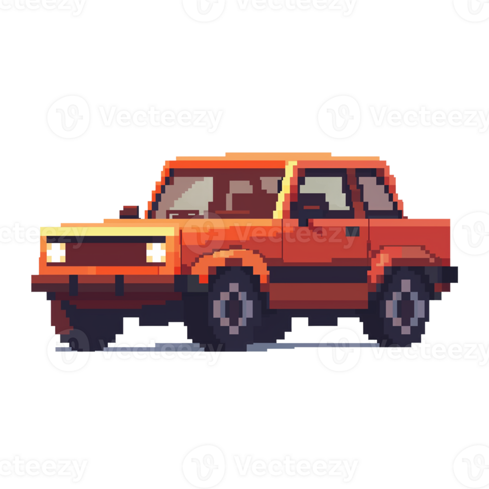 pixel art car cartoon style png