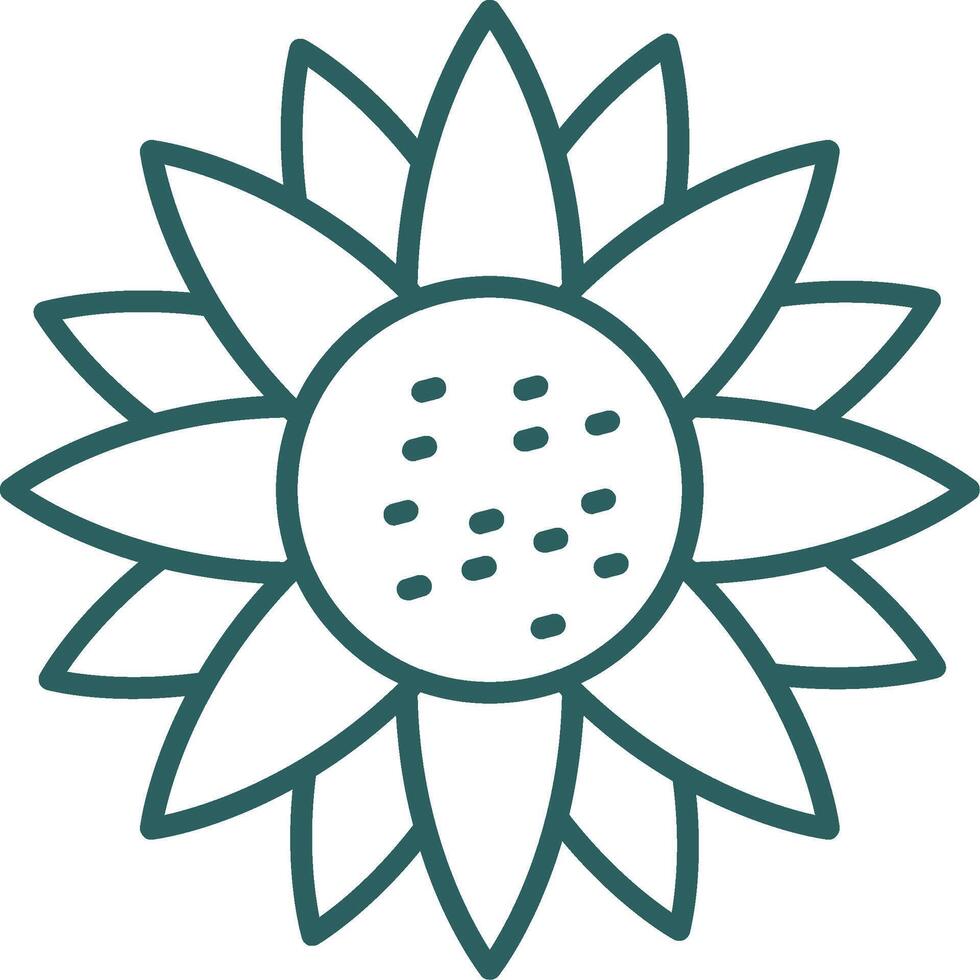 Sunflower Line Gradient Round Corner Icon vector