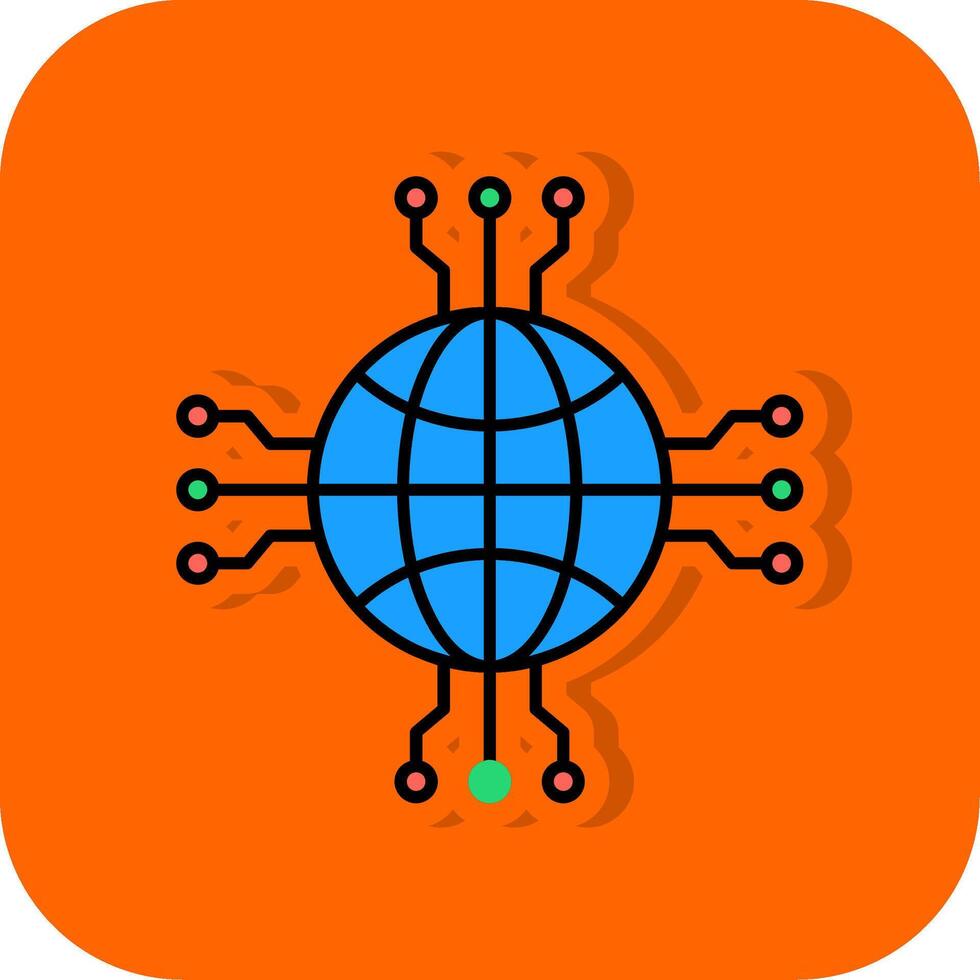 Network Filled Orange background Icon vector