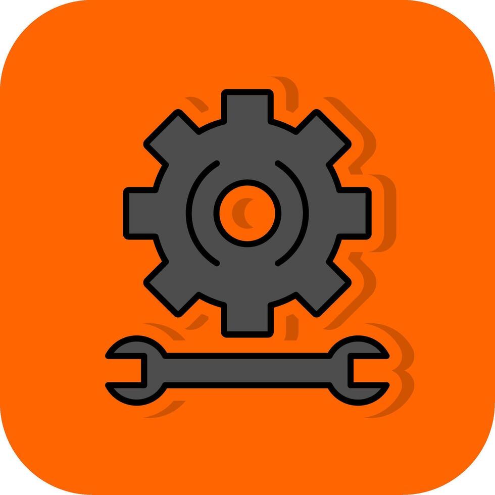 Gear Filled Orange background Icon vector