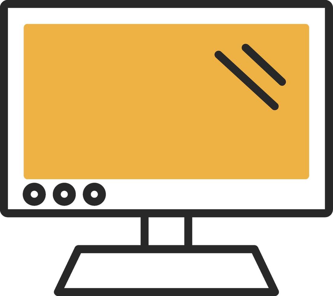 Monitor Skined Filled Icon vector