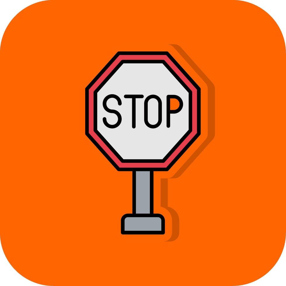 Stop Filled Orange background Icon vector