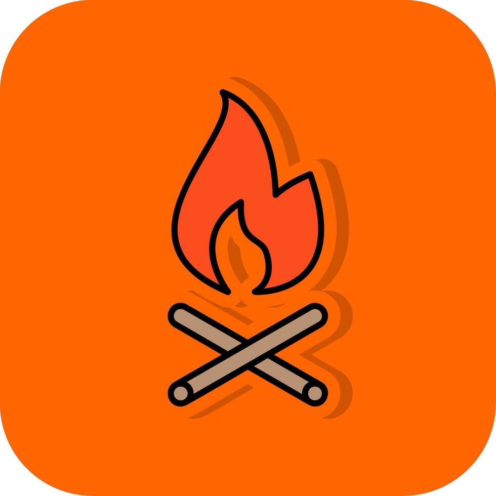 Fire Filled Orange background Icon vector