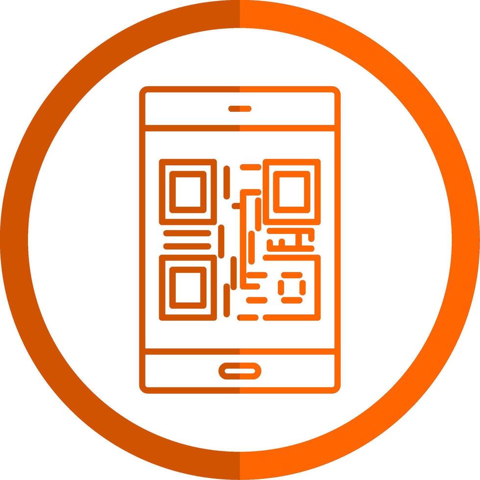 Qr Code Line Orange Circle Icon vector