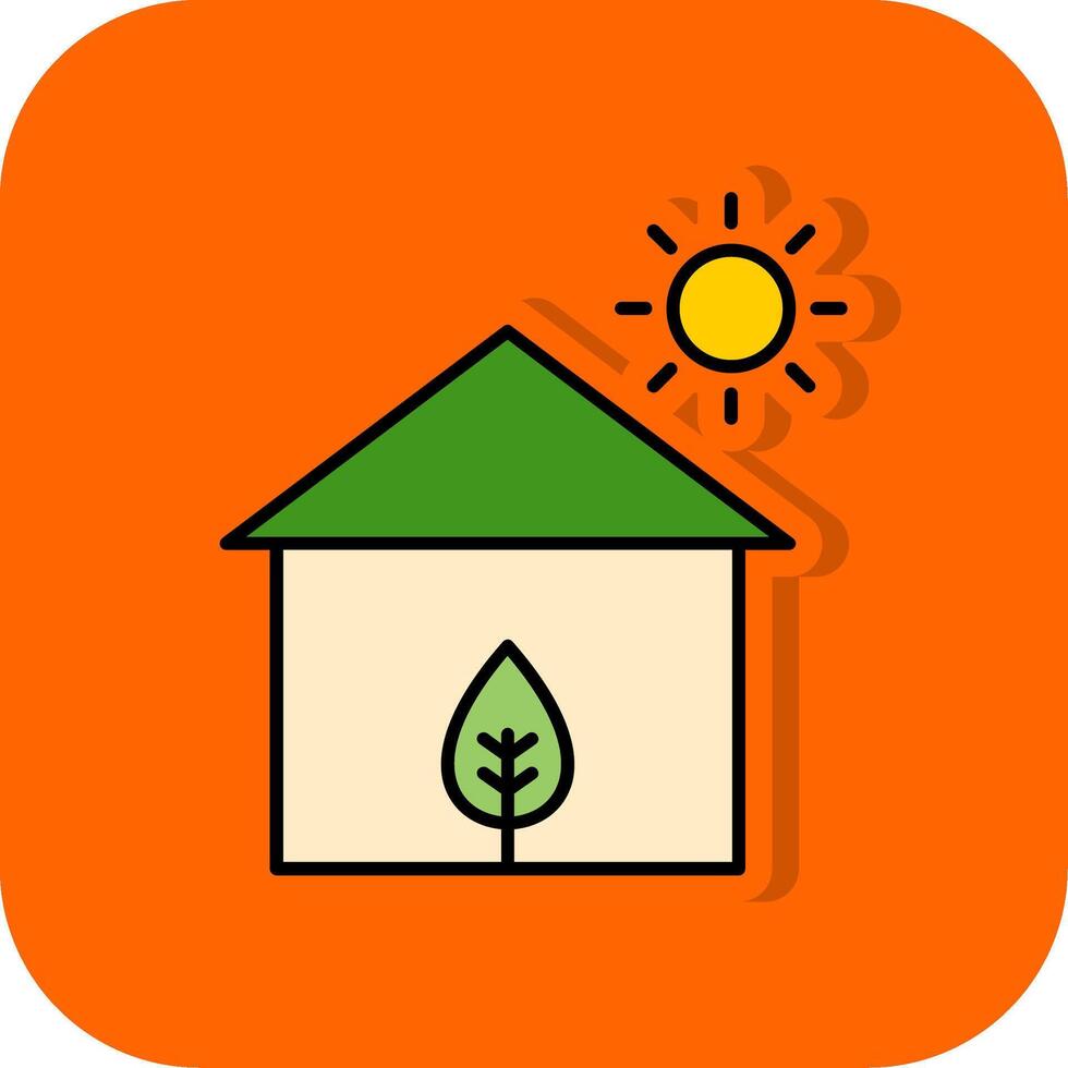 Eco House Filled Orange background Icon vector