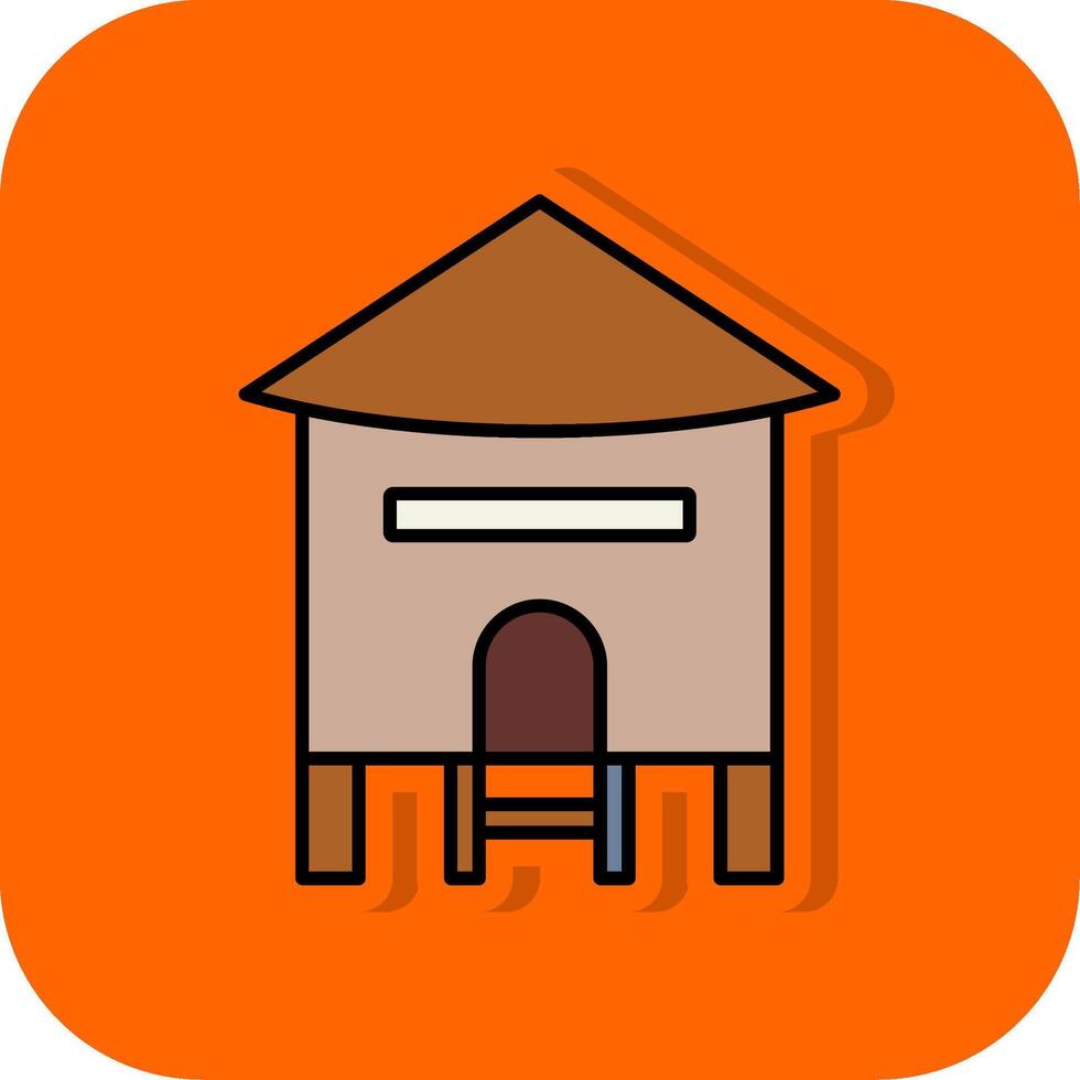 Hut Filled Orange background Icon vector