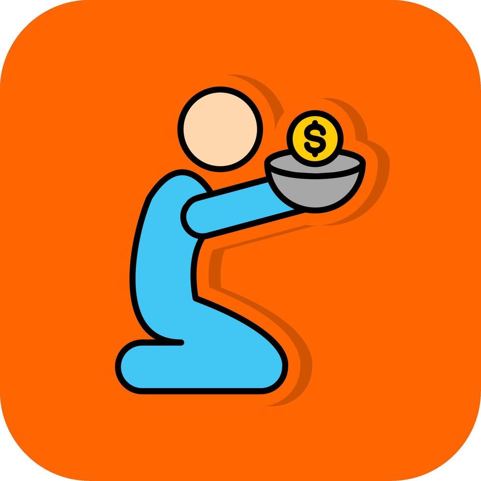 Poverty Filled Orange background Icon vector