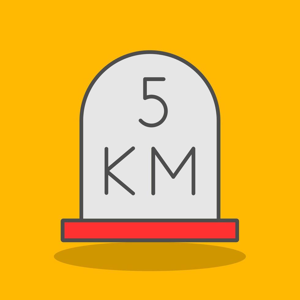 kilometer Filled Shadow Icon vector