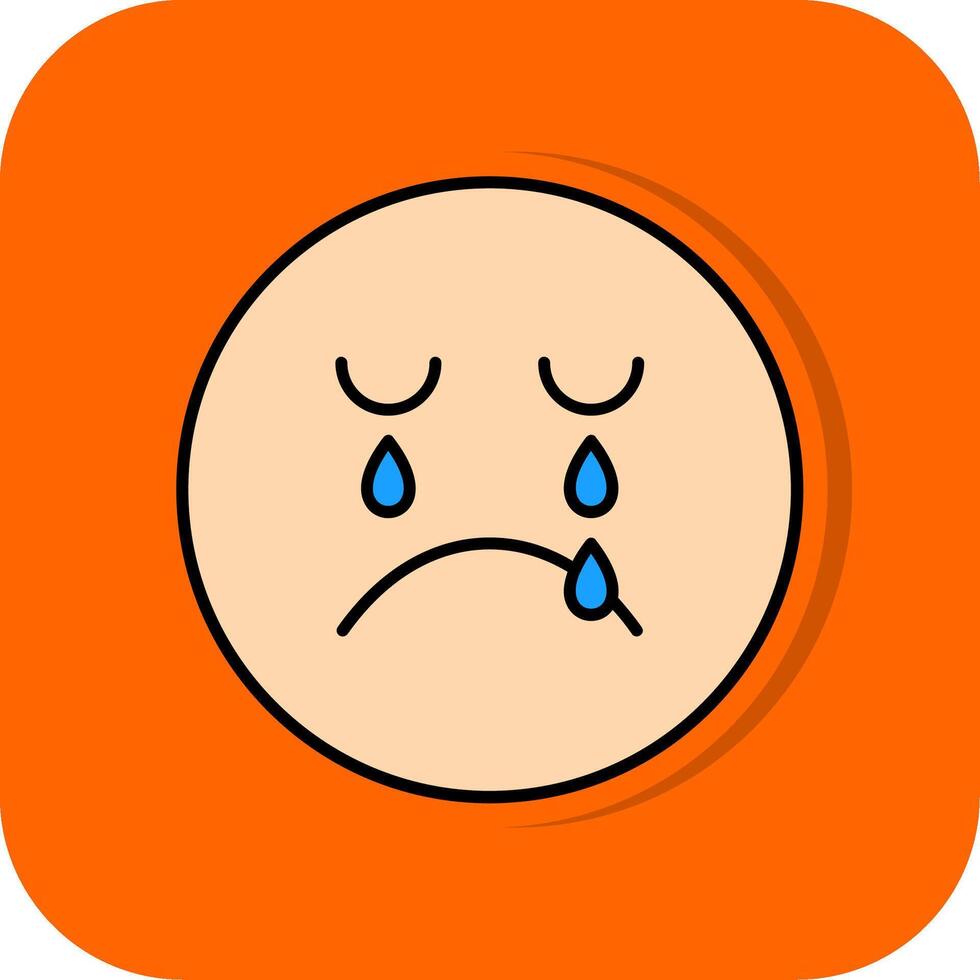 Crying Filled Orange background Icon vector