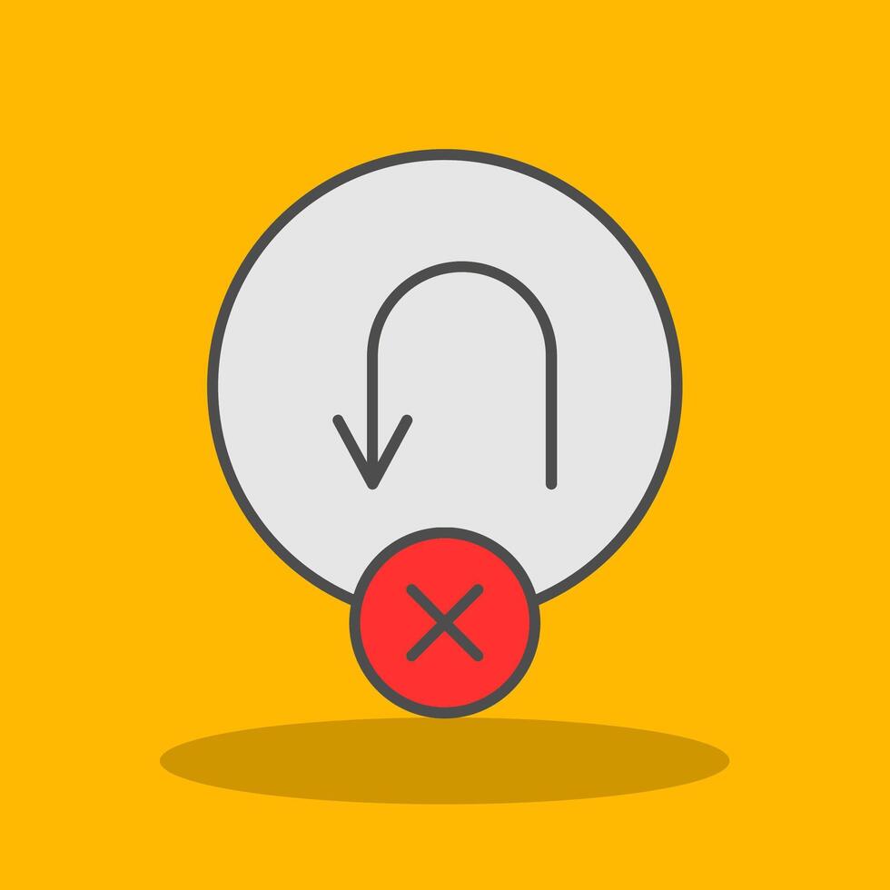 No U Turn Filled Shadow Icon vector
