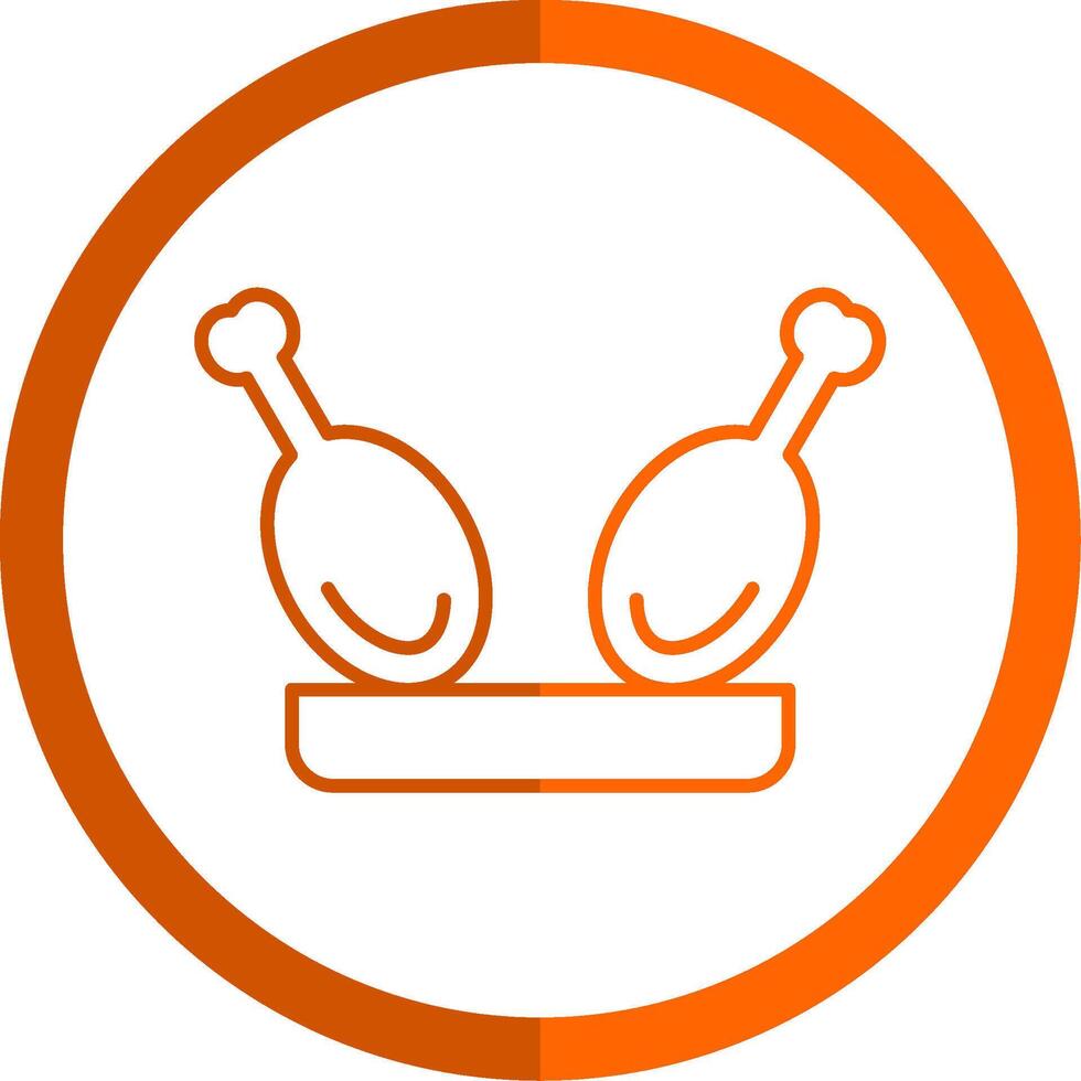 pollo línea naranja circulo icono vector