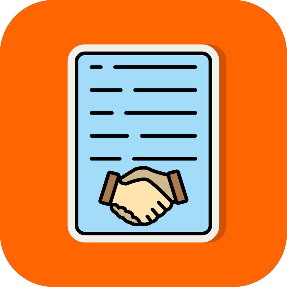 Handshake Filled Orange background Icon vector