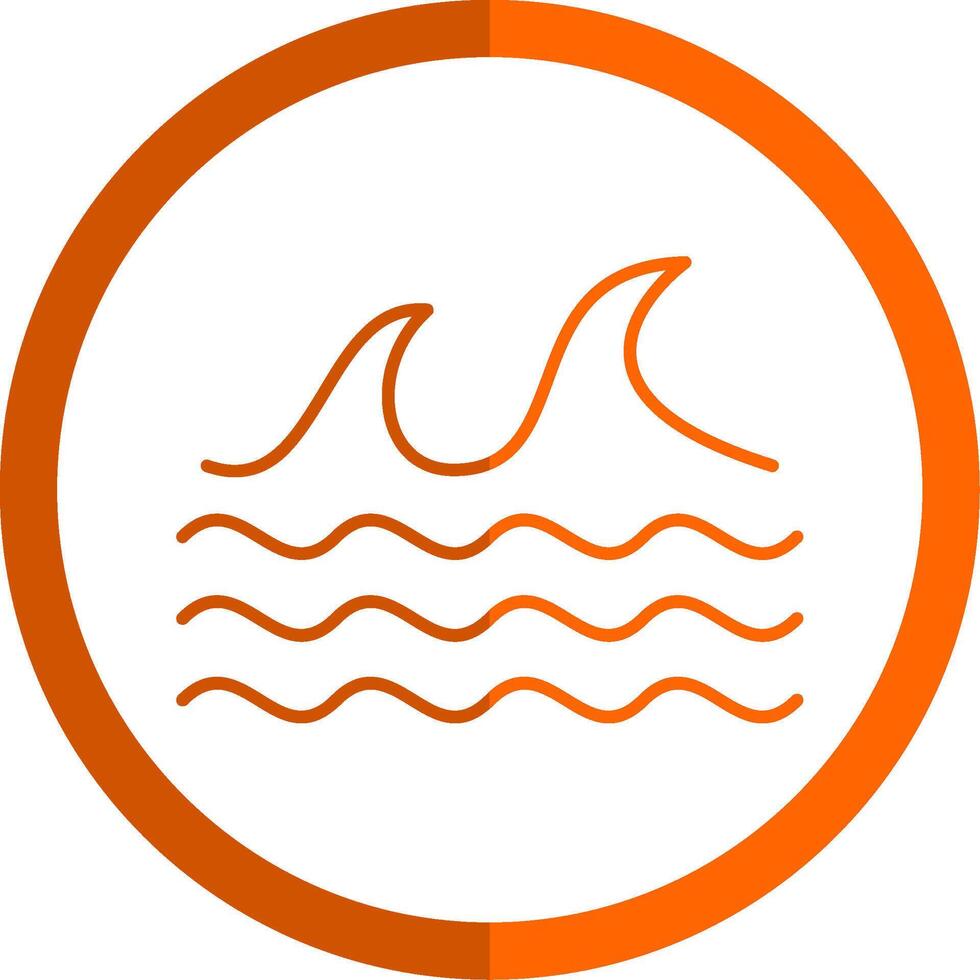 mar línea naranja circulo icono vector