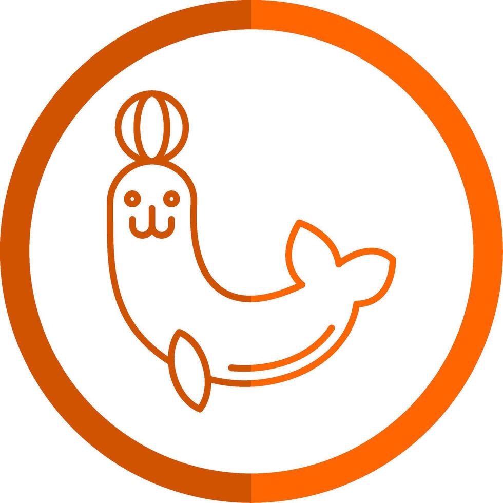 Seal Line Orange Circle Icon vector