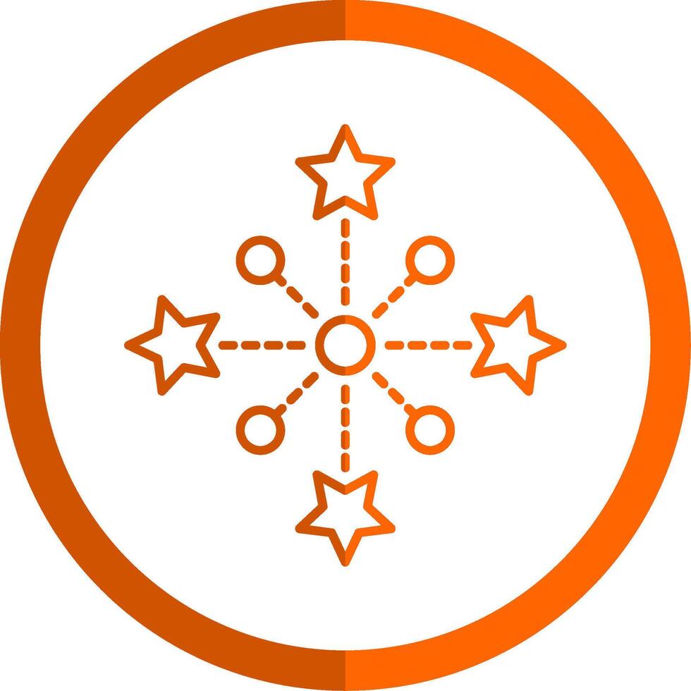 Fireworks Line Orange Circle Icon vector