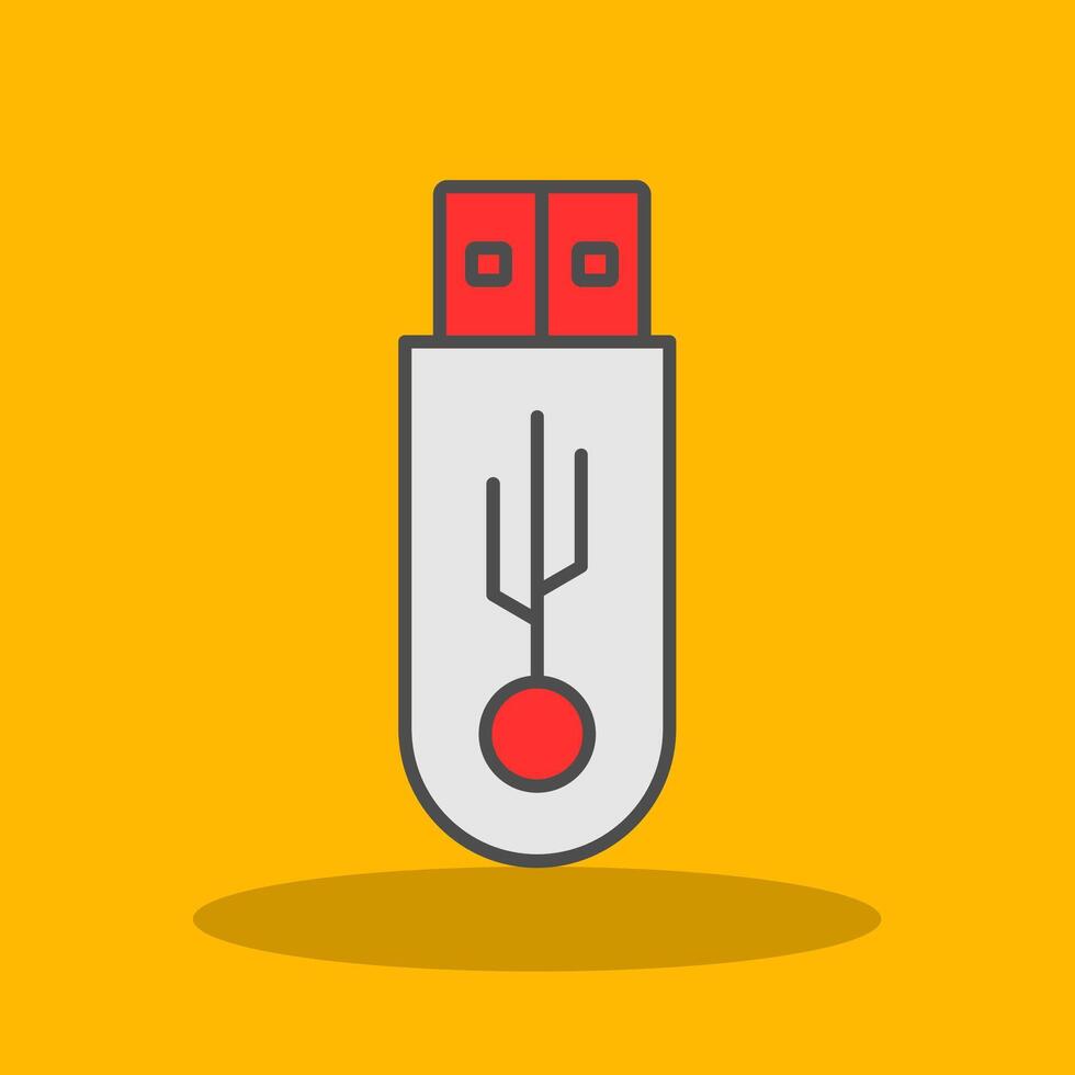 Pen Drive Filled Shadow Icon vector