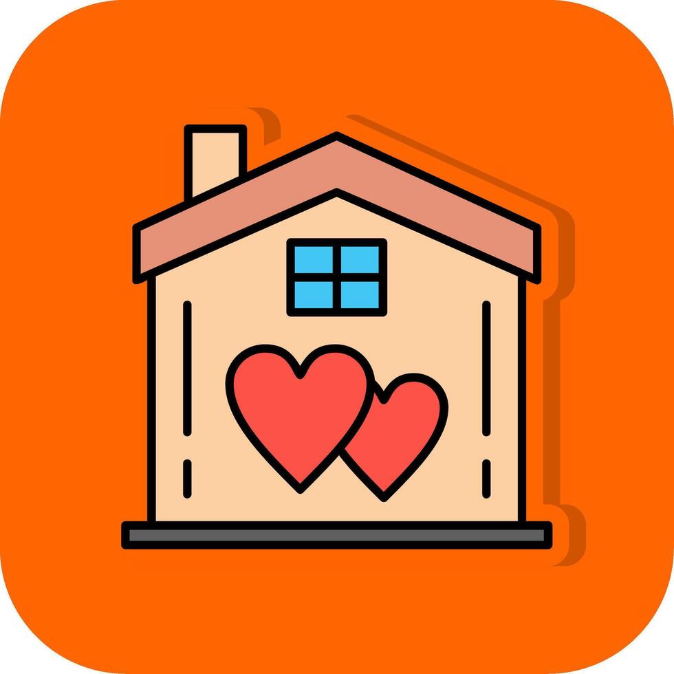 Sweet Home Filled Orange background Icon vector