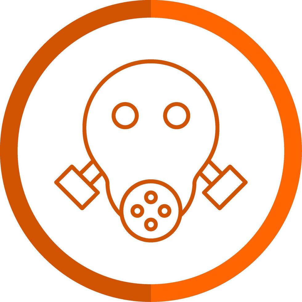 Gas Mask Line Orange Circle Icon vector