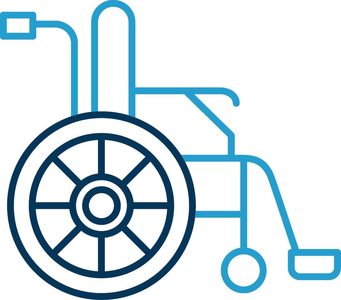 Wheel Chair Line Blue Two Color Icon vector