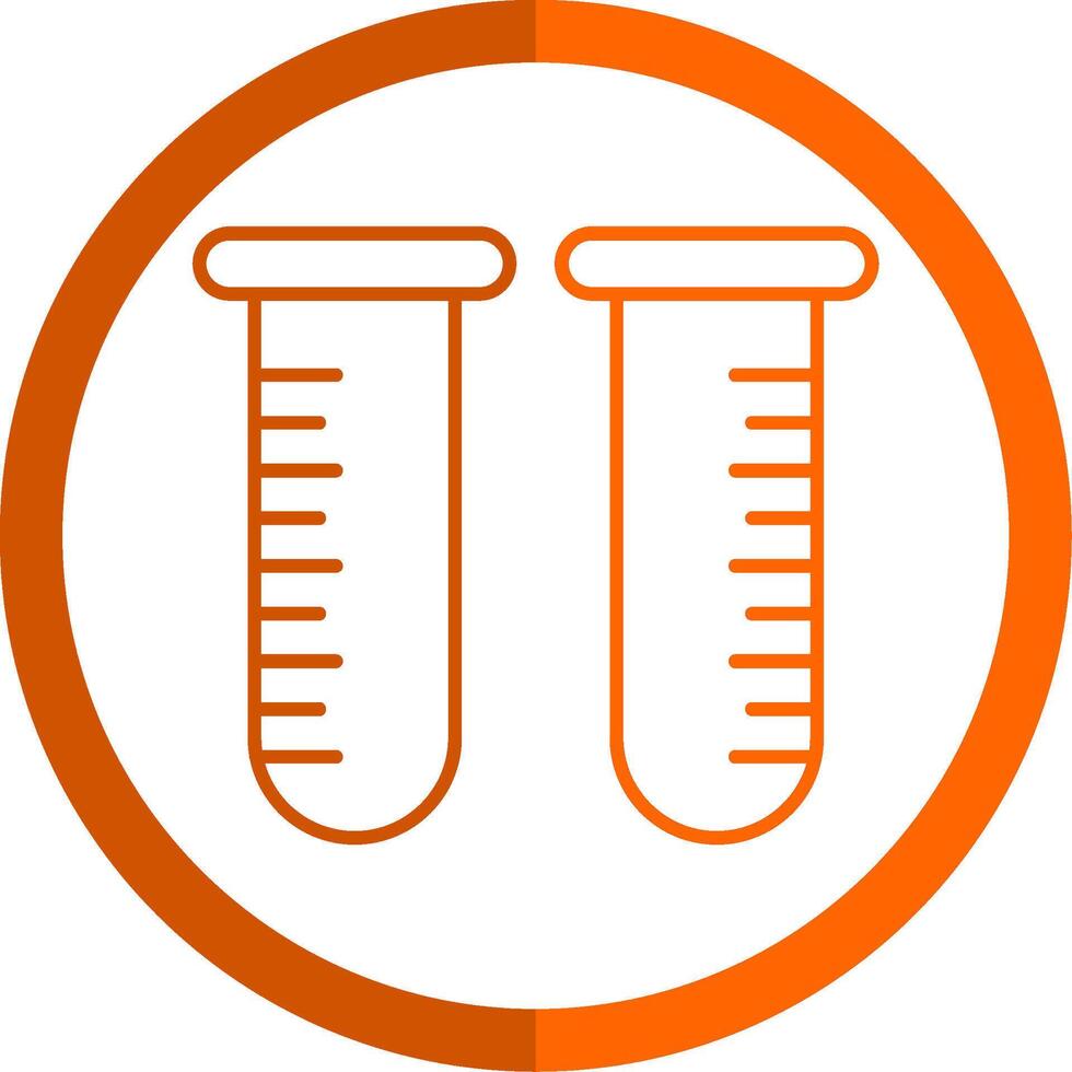 Test Tube Line Orange Circle Icon vector