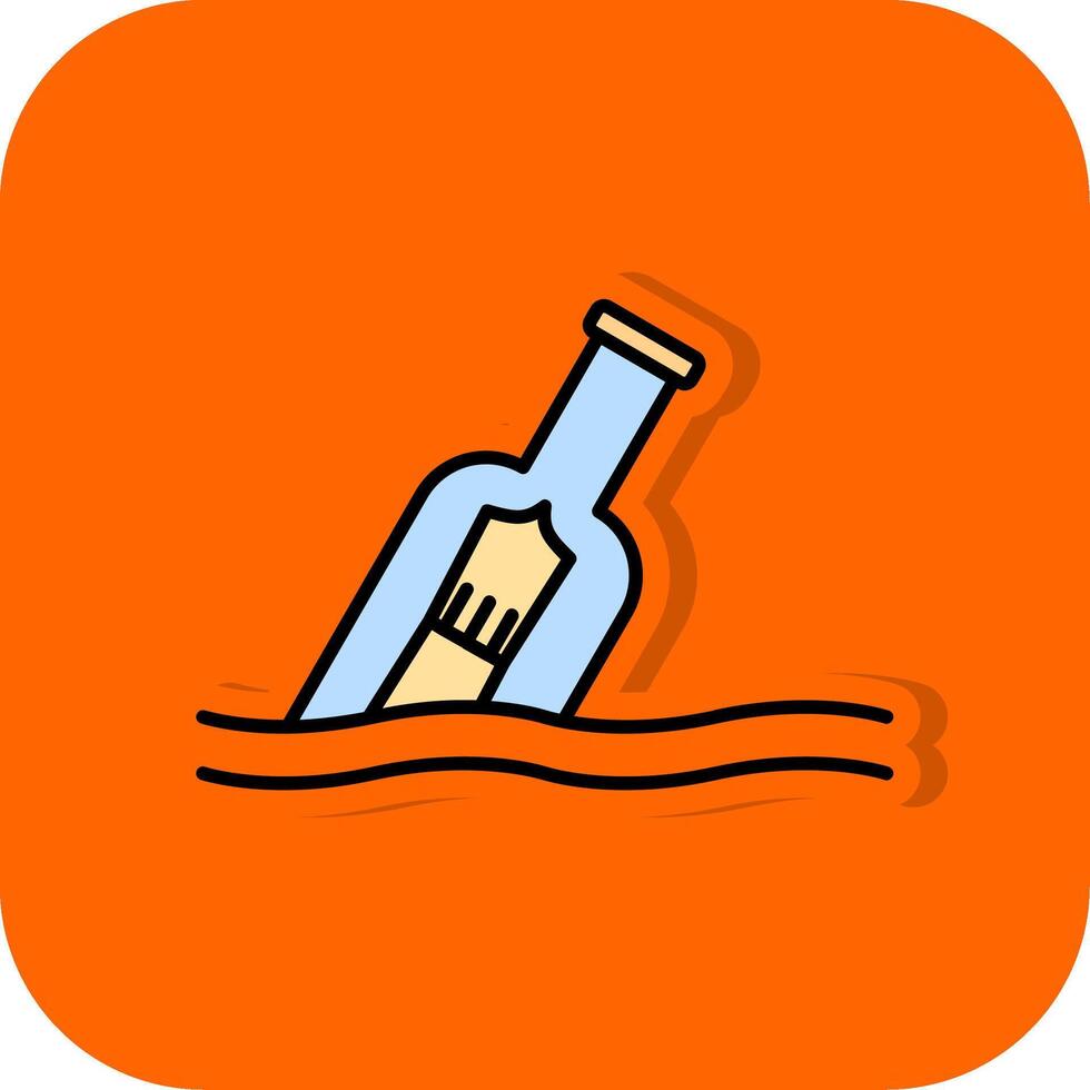 mensaje en un botella lleno naranja antecedentes icono vector