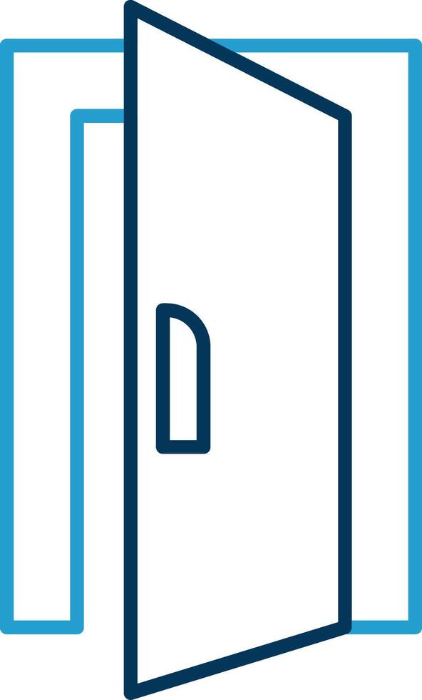 puerta línea azul dos color icono vector