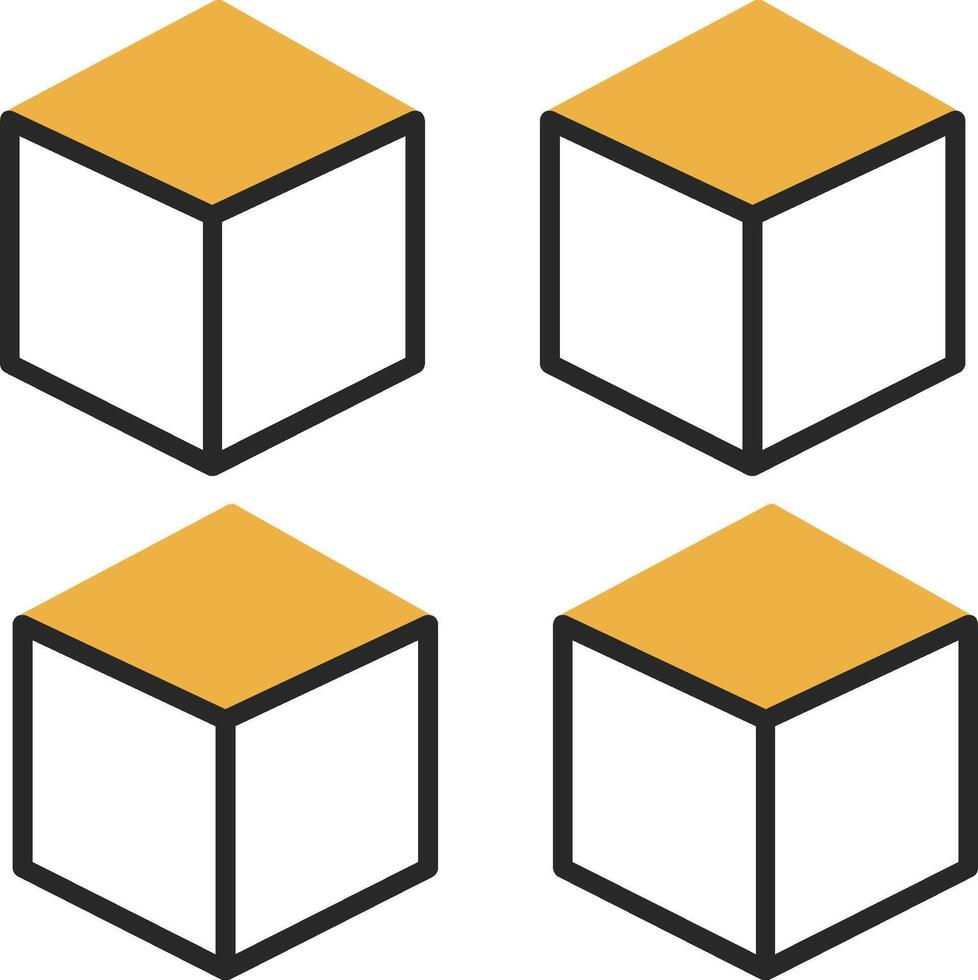 Cube Skined Filled Icon vector
