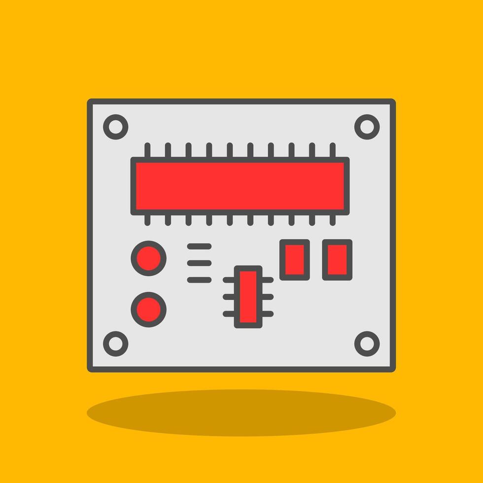 tarjeta de circuito impreso tablero lleno sombra icono vector