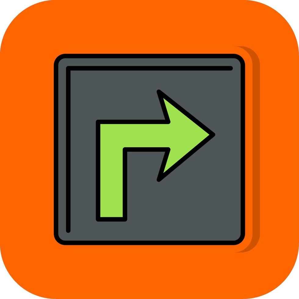 Turn Right Filled Orange background Icon vector