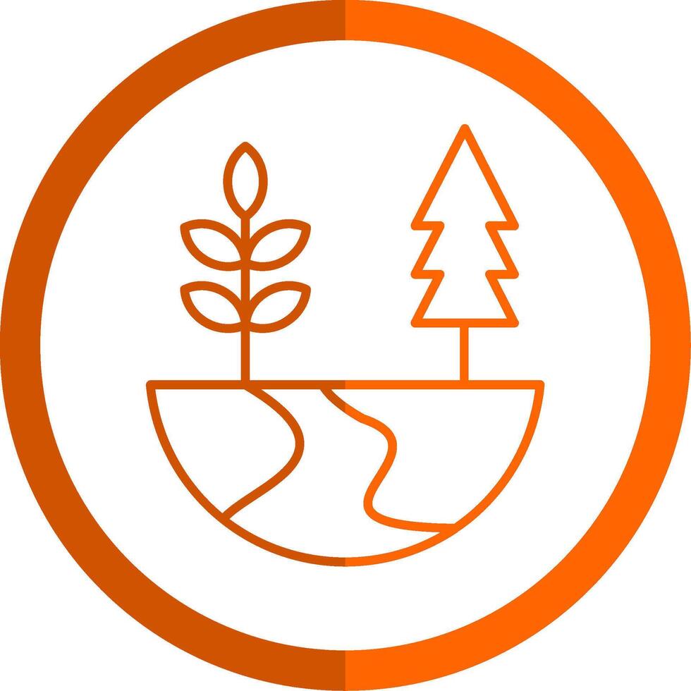 Nature Line Orange Circle Icon vector