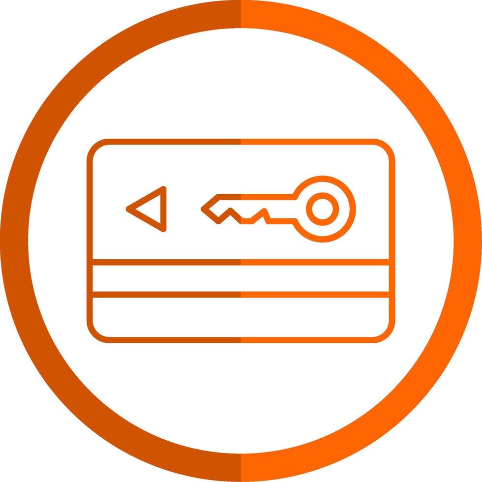 Key Card Line Orange Circle Icon vector