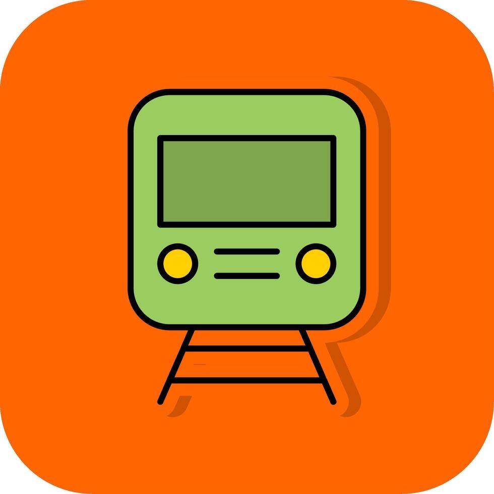 Rail Filled Orange background Icon vector