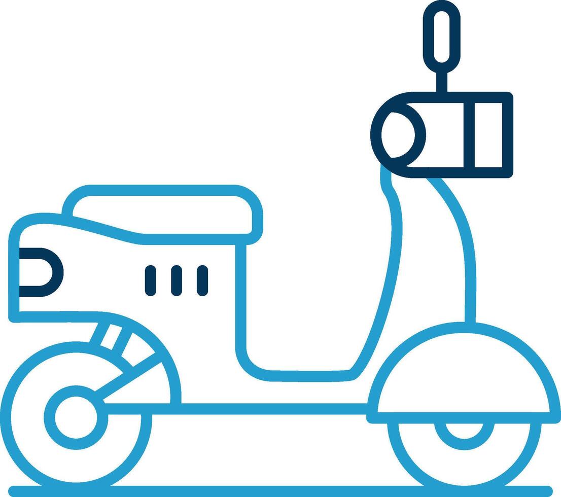 scooter línea azul dos color icono vector