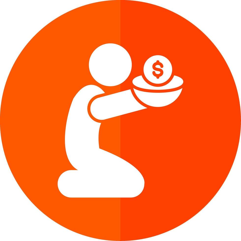 Poverty Glyph Red Circle Icon vector