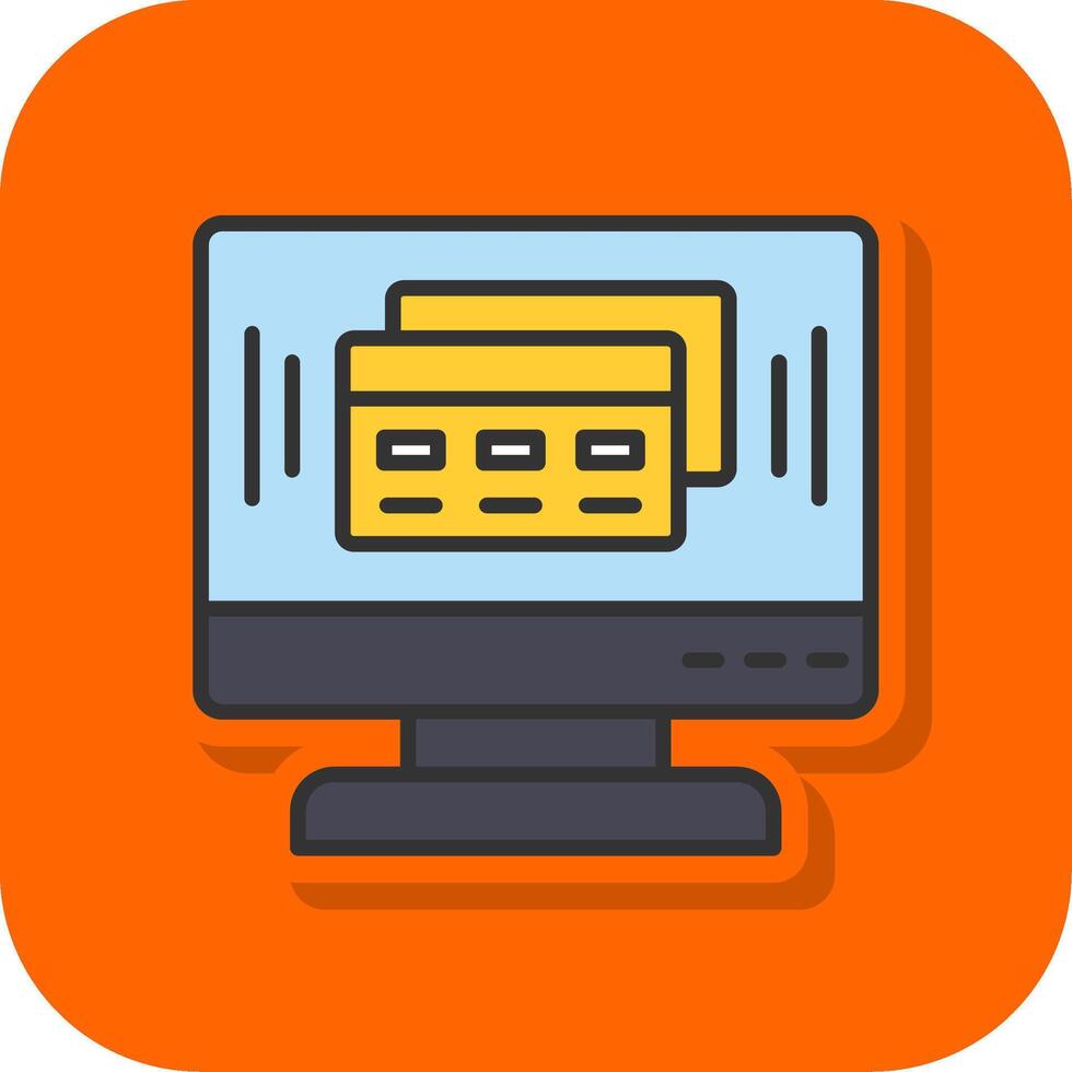 Online Payment Filled Orange background Icon vector