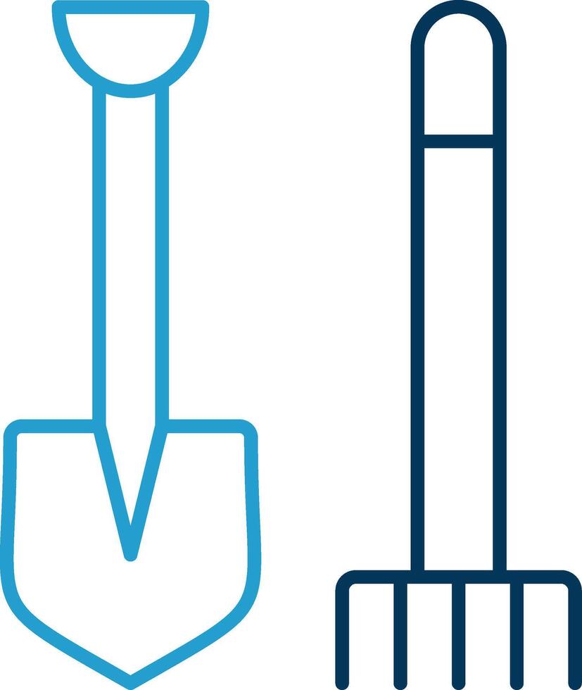 Pitchfork Line Blue Two Color Icon vector
