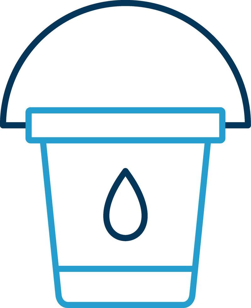 Water Bucket Line Blue Two Color Icon vector