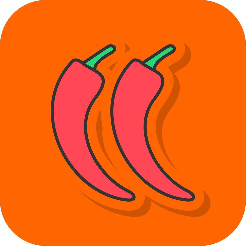 Chilli Filled Orange background Icon vector