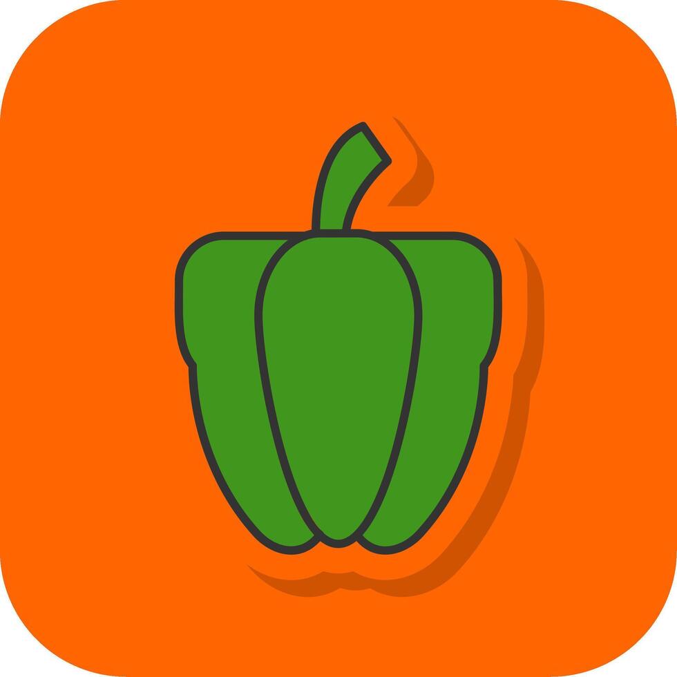 Capsicum Filled Orange background Icon vector