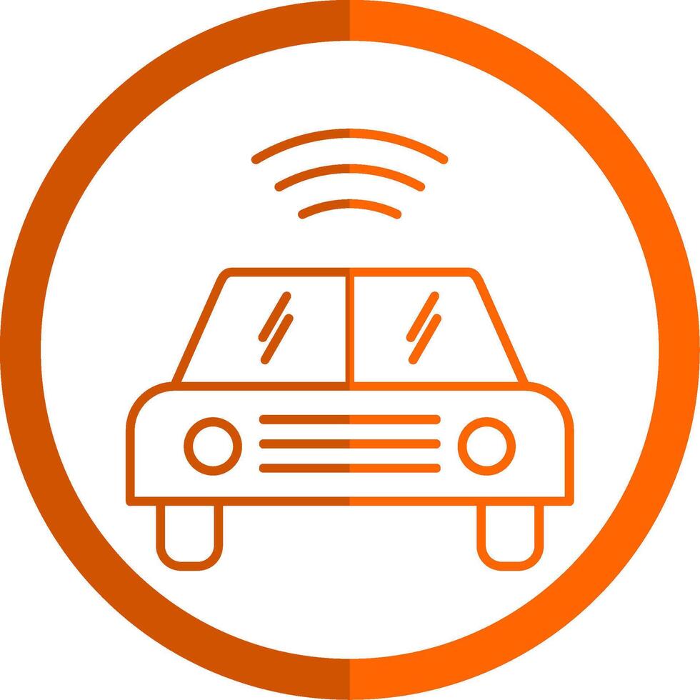 Autonomous Car Line Orange Circle Icon vector