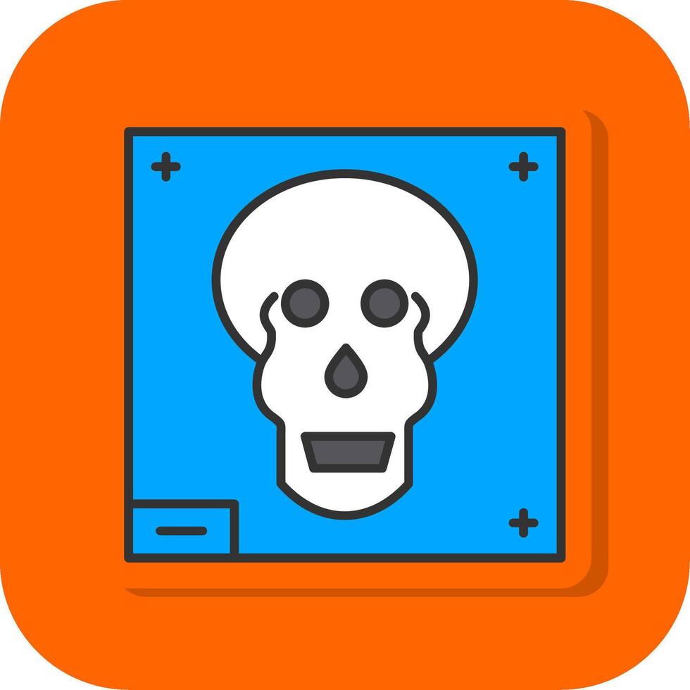 cráneo X - rayo lleno naranja antecedentes icono vector