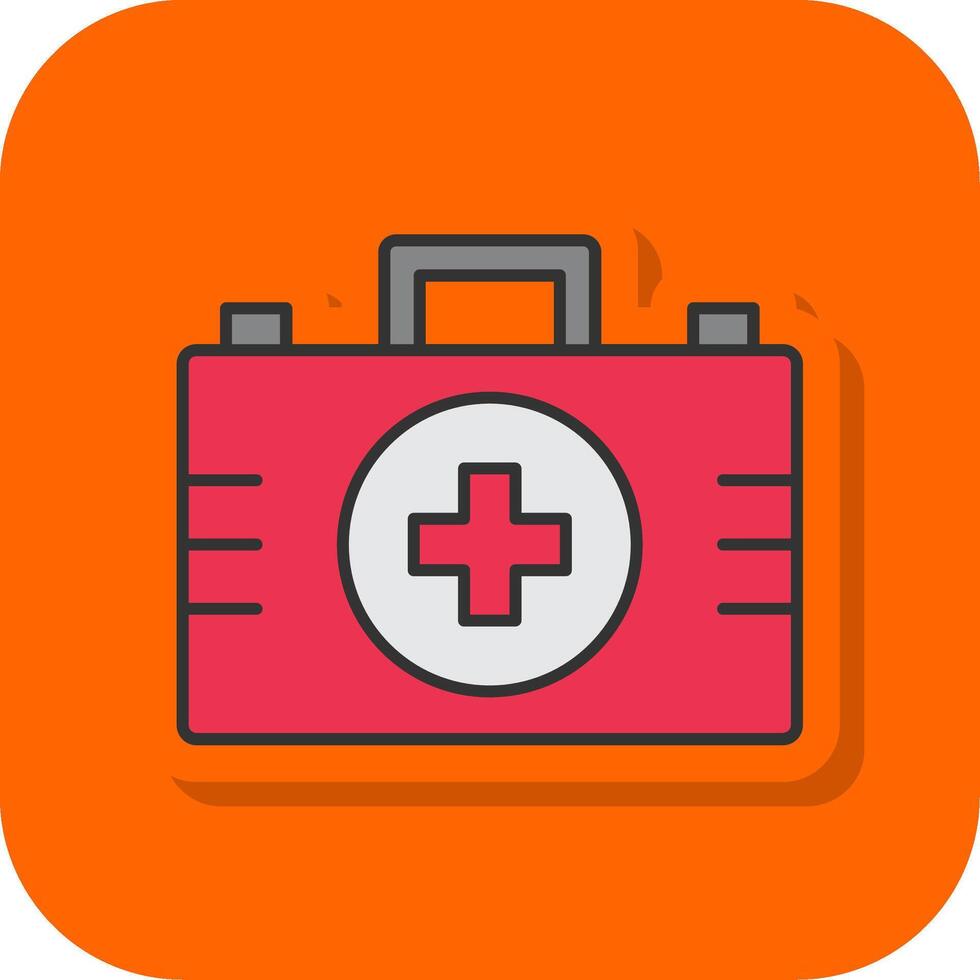 First Aid Kit Filled Orange background Icon vector