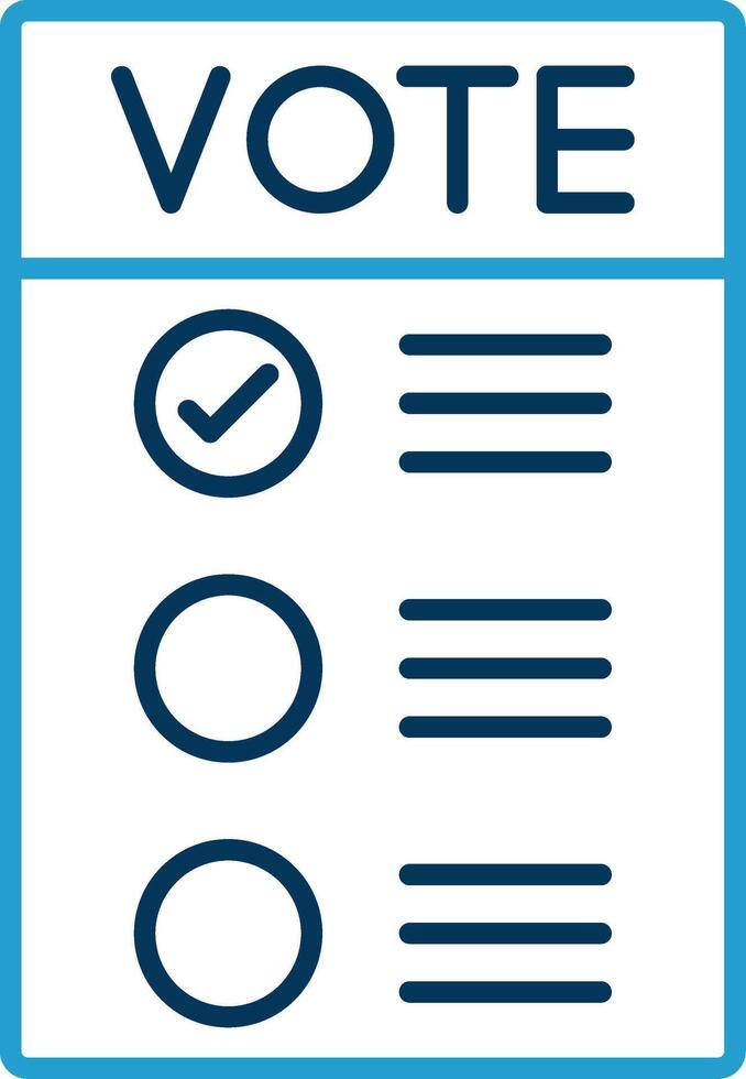 número de votar línea azul dos color icono vector