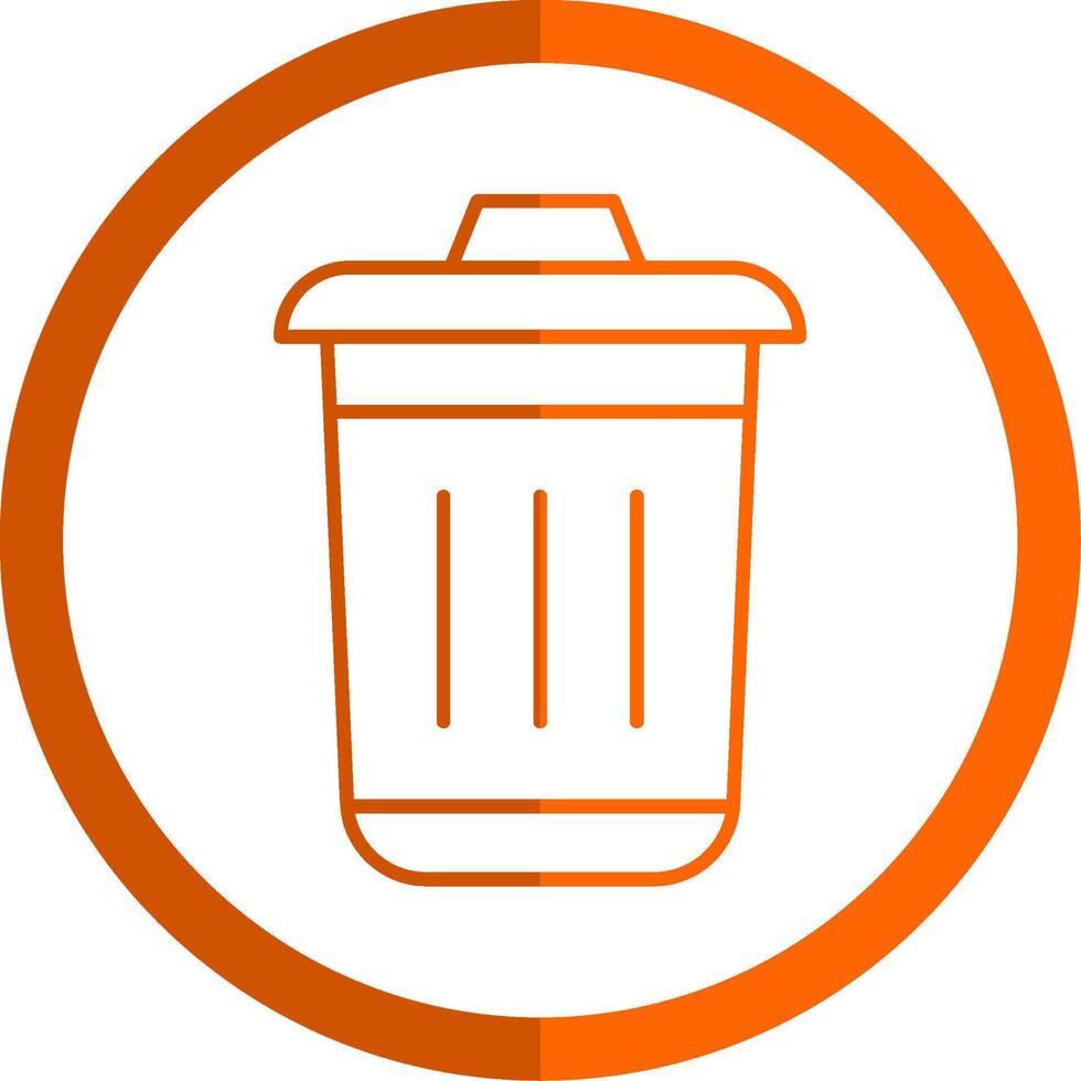 Dustbin Line Orange Circle Icon vector