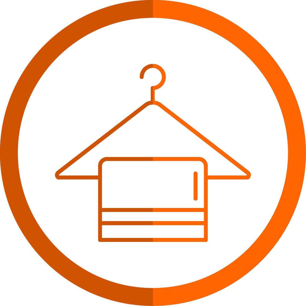 toalla percha línea naranja circulo icono vector