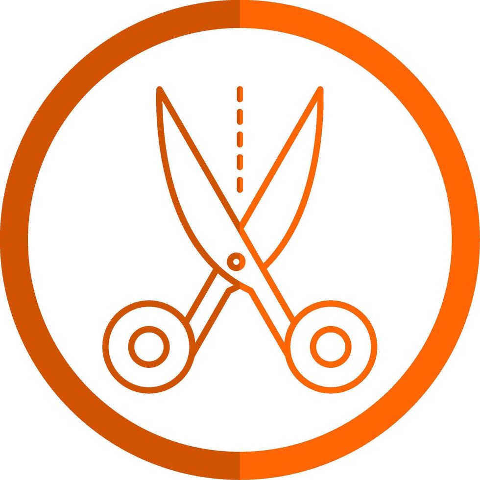 Scissors Line Orange Circle Icon vector