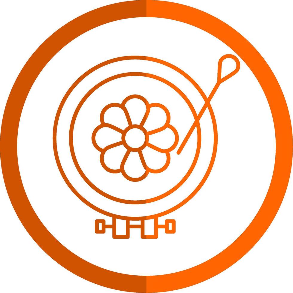 bordado línea naranja circulo icono vector